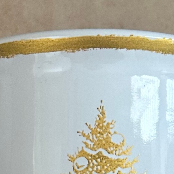 Set of 3 Williams-Sonoma Gold Christmas Tree 4 1/2" Mug White/Gold Holiday - Picture 9 of 10